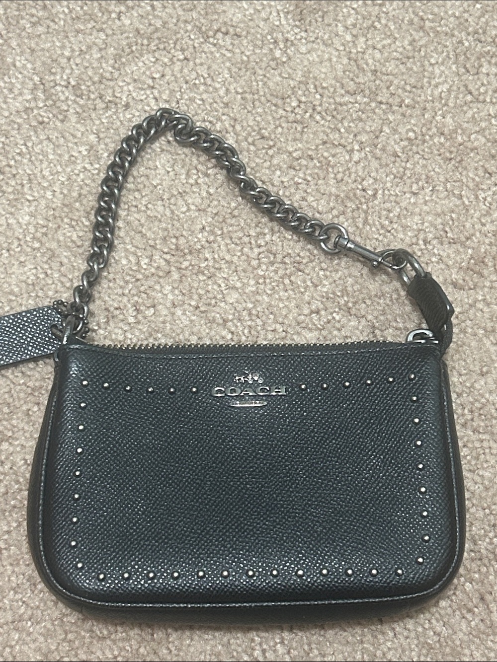 Coach Black Mini/Micro Studded Leather Wristlet